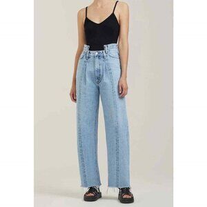 AGOLDE Pieced Angle High-Waisted Jeans 30" / Size 25 / Matrix Blue Straight Leg